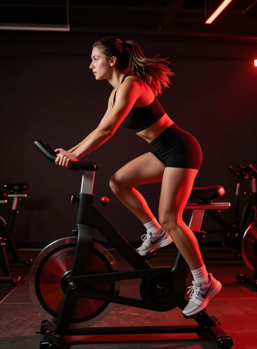 Mulher treinando na bicicleta